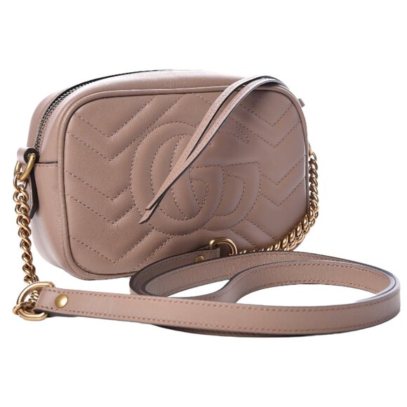 Gucci Mini GG Marmont Matelasse Chevron Rose Antic Leather Handbag - Picture 2 of 3